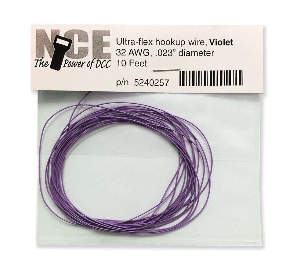 NCE Ultraflex Hook-Up 32AWG .023 Diameter Wire -- Violet/Purple 10' 3.05m - NCE 5240257