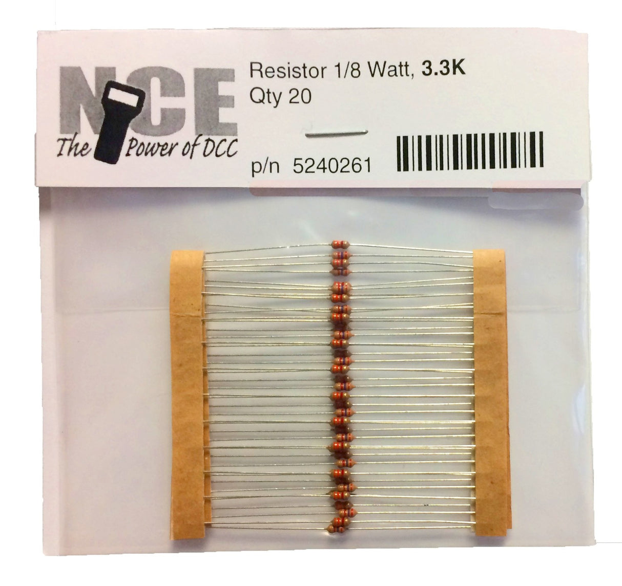 NCE 3300 Ohm Resistor -- 1/8 Watt pkg(20) - NCE 5240261