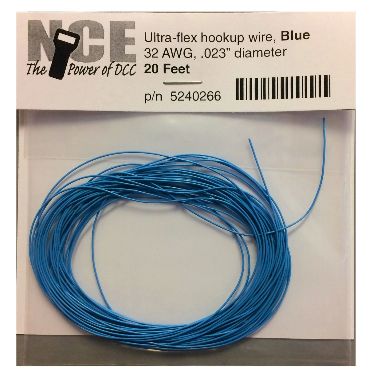 NCE Ultraflex Hook-Up 32AWG .023 Diameter Wire -- Blue 20' 6.09m - NCE 5240266