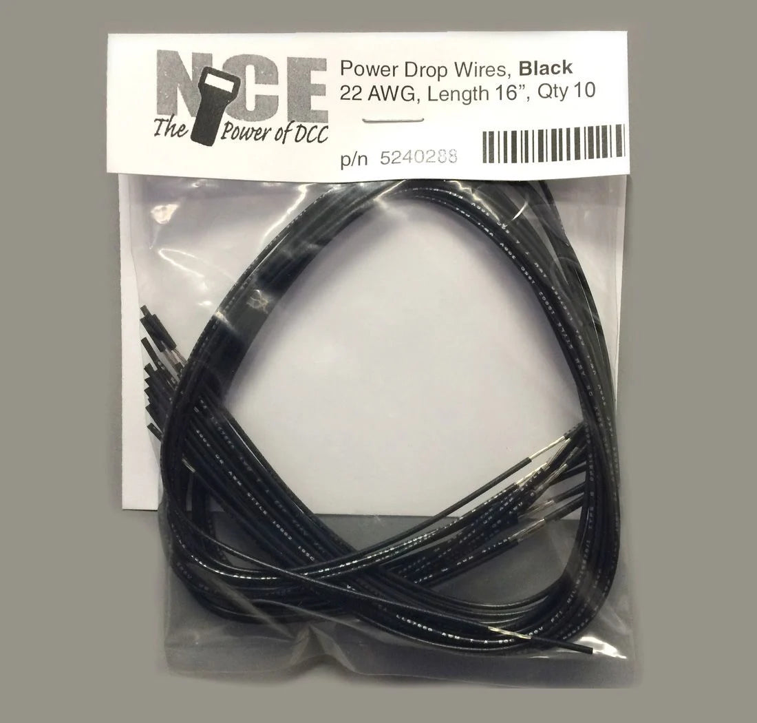 NCE Power Drop 22AWG Wire Feeders -- Red 16" 40.6cm pkg(10) - NCE 5240288
