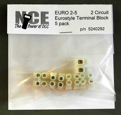 NCE 2-Circuit Eurostyle Terminal Strips -- For 14-24 AWG Wire pkg(5) - NCE 5240292