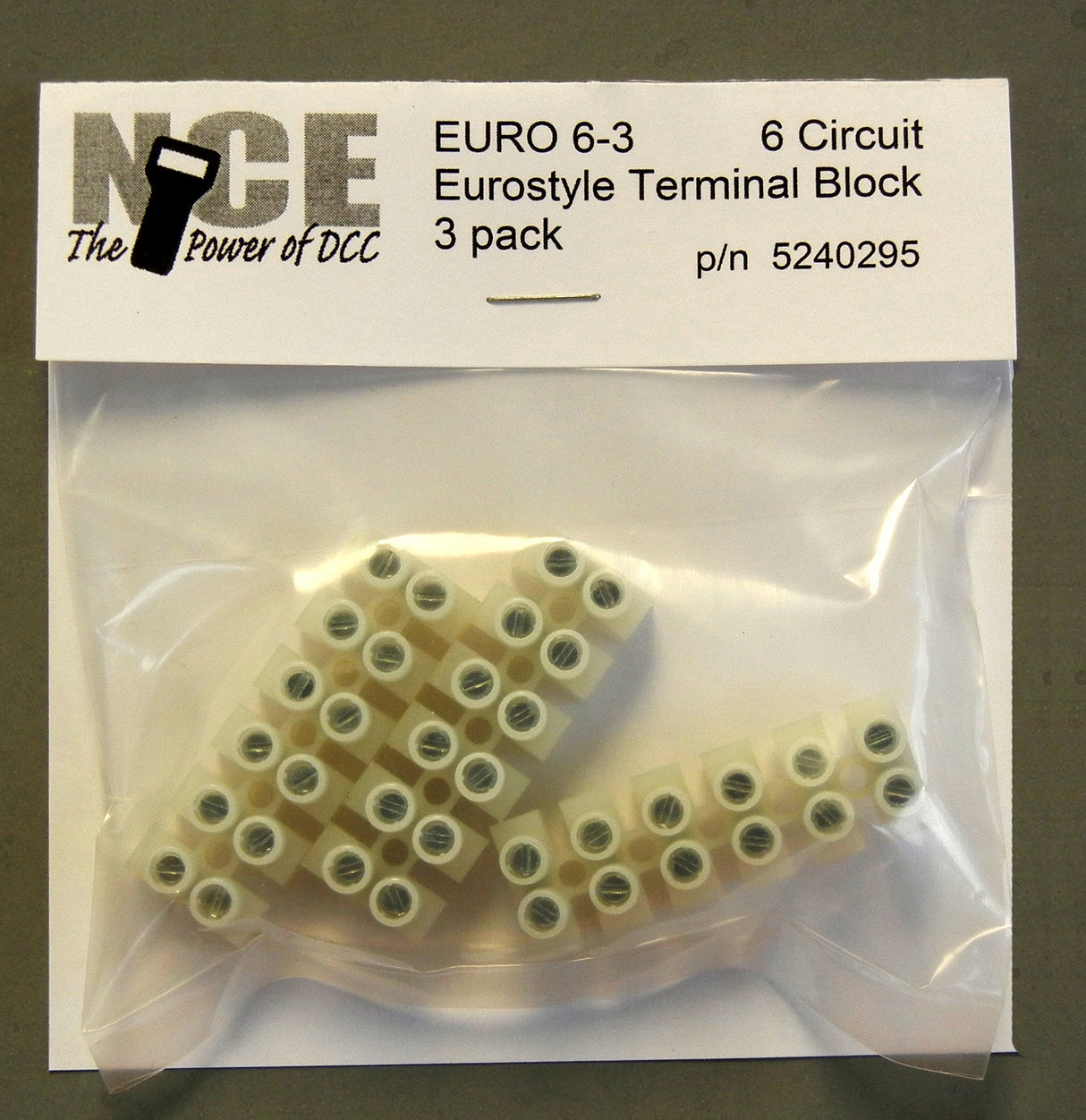NCE 6-Circuit Eurostyle Terminal Strips -- For 14-24 AWG Wire pkg(3) - NCE 5240295