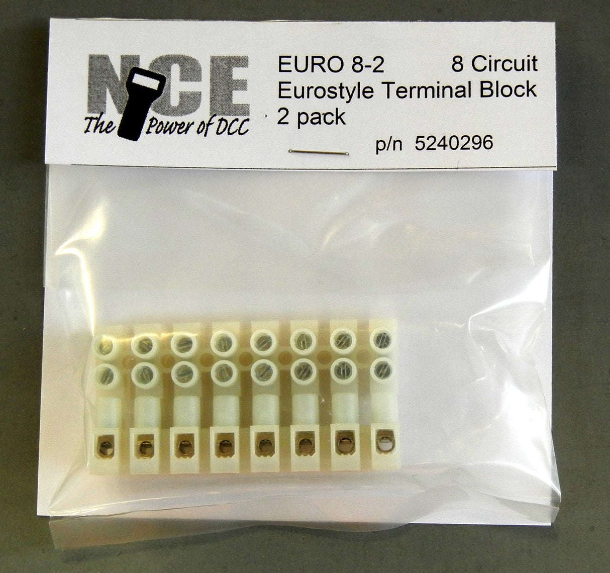 NCE 8-Circuit Eurostyle Terminal Strips -- For 14-24 AWG Wire pkg(2) - NCE 5240296