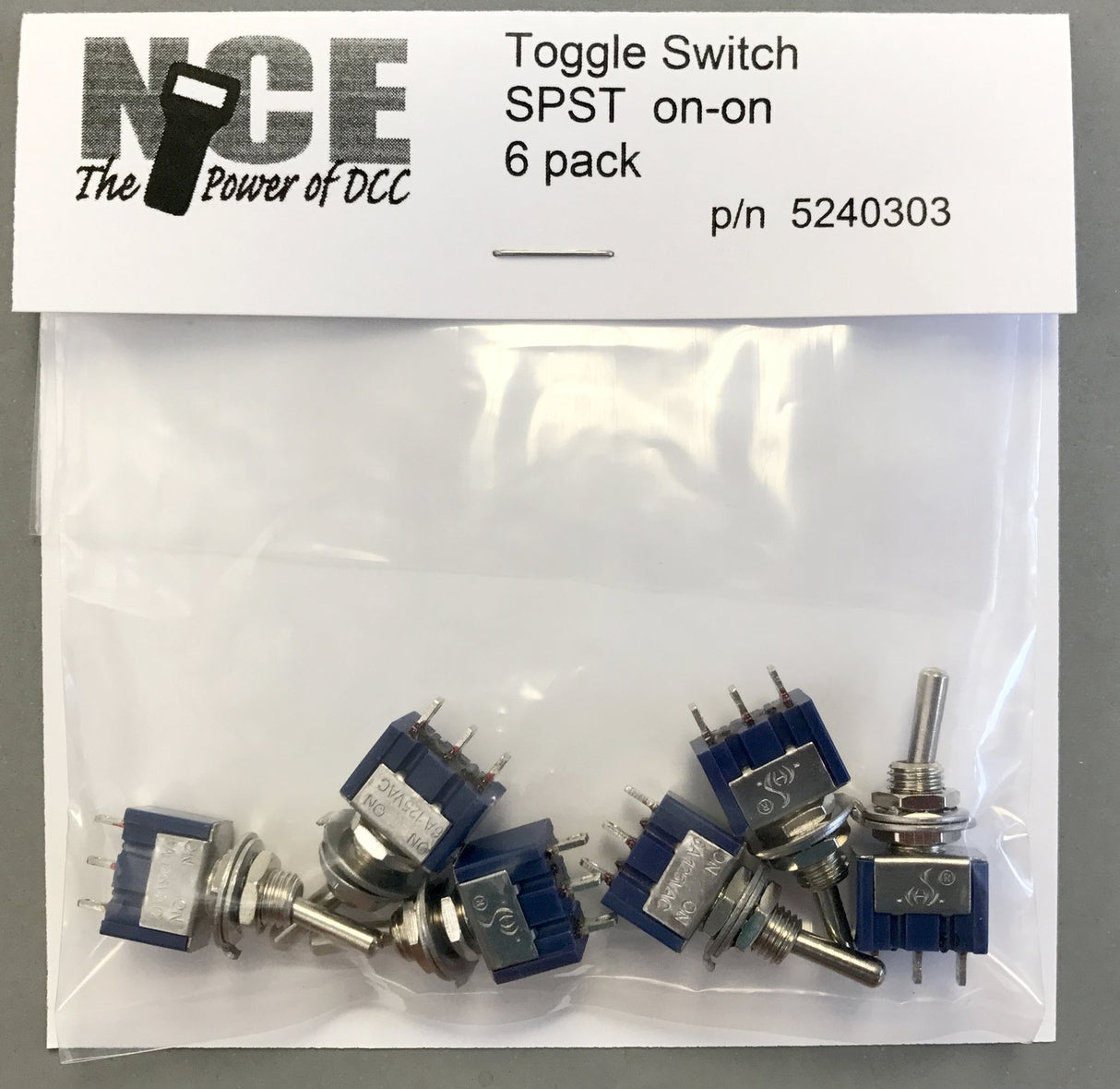 NCE TS6S On/On SPST Toggle Switch 6-Pack -- 125V - 5A - NCE 5240303