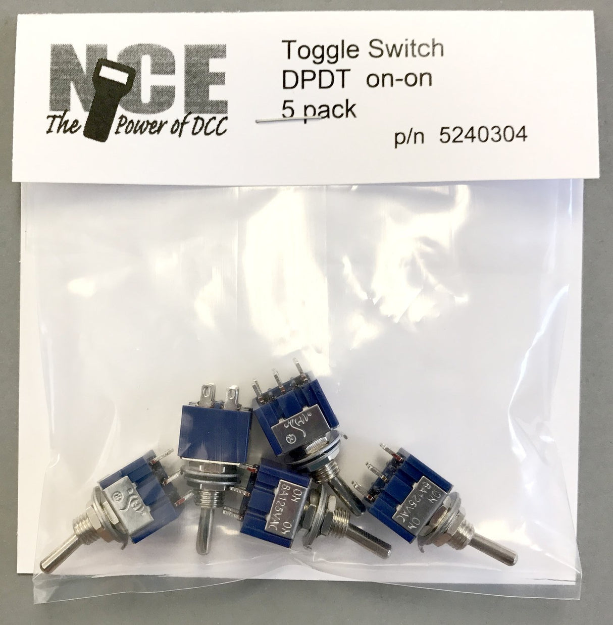 NCE TS5D On/On DPDT Toggle Switch 5-Pack -- 125V - 5A - NCE 5240304
