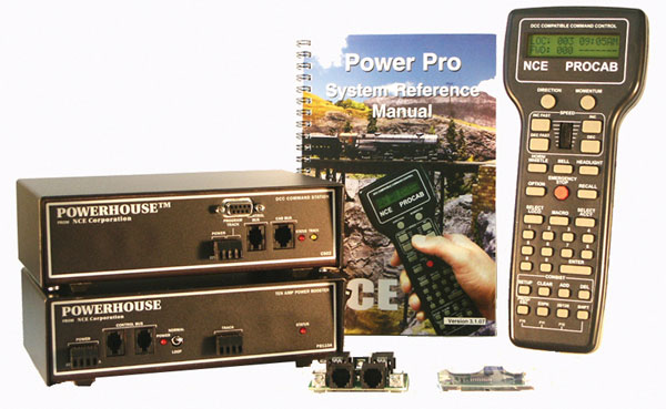 NCE Digital Command Control Starter Sets - 10 Amps for O/G Scale -- PH-10 Powerhouse Pro w/CS02, PB110, ProCab, D408SR Decoder, Manual & Wires - NCE 5240006