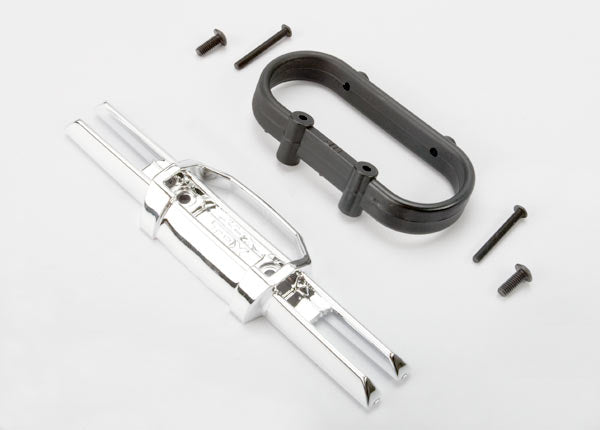 Traxxas 5336A Bumper, Rear (chrome)/ Bumper Mount, Rear/ 4x10mm BCS (2)/ 3x25mm BCS (2) - TRA5336A