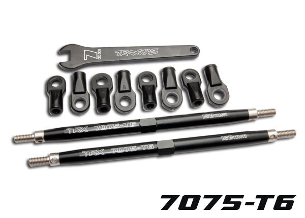 Traxxas 5338A Toe links, Revo (TUBES 7075-T6 aluminum, black) (128mm, fits Front or Rear) (2)/ rod ends, Rear (4)/ rod ends, Front (4)/ wrench (1) - TRA5338A