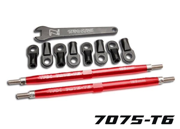 Traxxas 5338R Toe links, Revo (TUBES - Red-anodized, 7075-T6 aluminum, stronger than titanium) (128mm, fits Front or Rear) (2)/ rod ends, Rear (4)/ rod ends, Front (4)/ aluminum wrench (1) - TRA5338R
