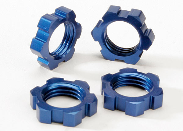 Traxxas 5353 Wheel nuts, splined, 17mm (blue-anodized) (4) - TRA5353