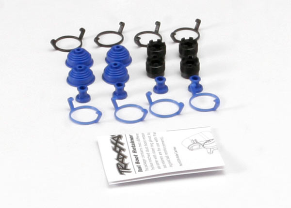 Traxxas 5378X Pivot ball caps (4) / dust boots , rubber (4) / dust plugs , rubber (4) / dust boot retainers , black (4) , - Blue (4) (2 pkgs. req. to Complete truck) - TRA5378X