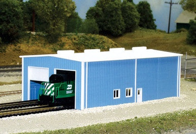 Pikestuff N 2-Stall Enginehouse -- Scale 40 x 80' 12.2 x 24.4m (blue) - 541-8007