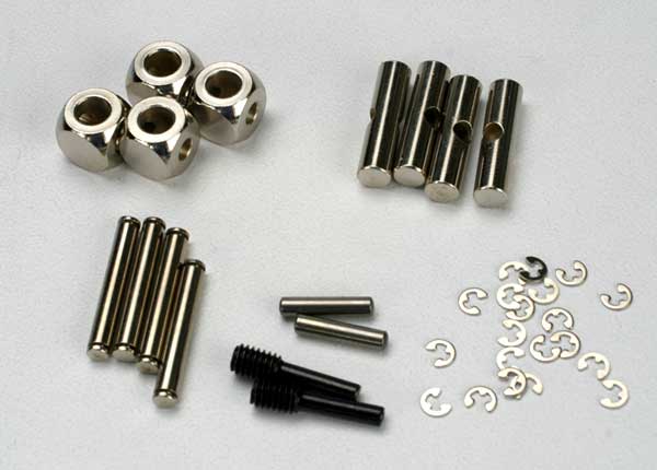 Traxxas 5452 U-joints, driveshaft (Carrier (4)/ 4.5mm cross pin (4)/ 3mm cross pin (4)/ e-clips (20)) (metal parts for 2 driveshafts) - TRA5452