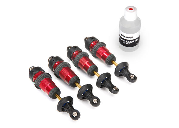 Traxxas 5460R Shocks , GTR aluminum , - Red-anodized (fully assembled w / o Springs) (4) - TRA5460R