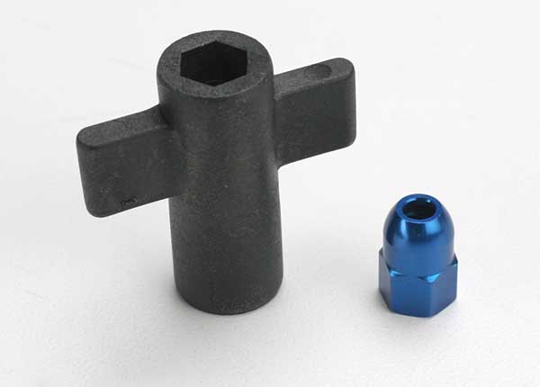 Traxxas 5526 Antenna crimp nut, aluminum (blue-anodized)/ antenna nut tools - TRA5526