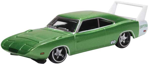 Oxford Diecast HO DODGE CHARGER DAYTONA '69 GREEN/WHITE - 553-87DD69003