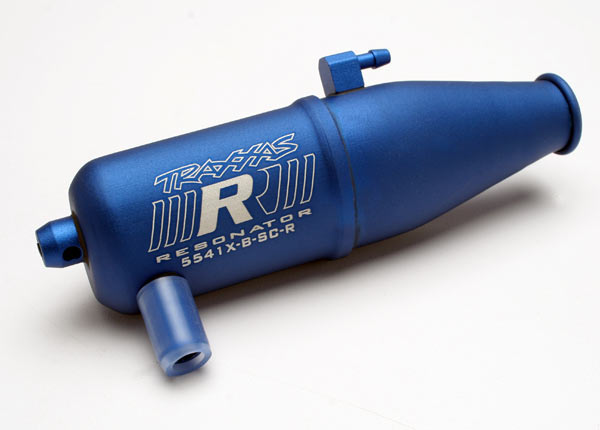 Traxxas 5541X Tuned pipe , Resonator , R.O.A.R. legal , - Blue-anodized (aluminum , single chamber) (fits Jato , N. Rustler , N. 4-Tec , with TRX Racing Engines) - TRA5541X