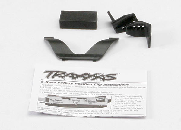 Traxxas 5629 Retainer clip , battery (1) / Front clip (1) / Rear clip (1) / foam spacer (1) (for one battery compartment) - TRA5629