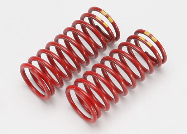 Traxxas 5648 Spring, shock (red) (long) (GTR) (4.9 Rate double yellow stripe) (1 pair) - TRA5648
