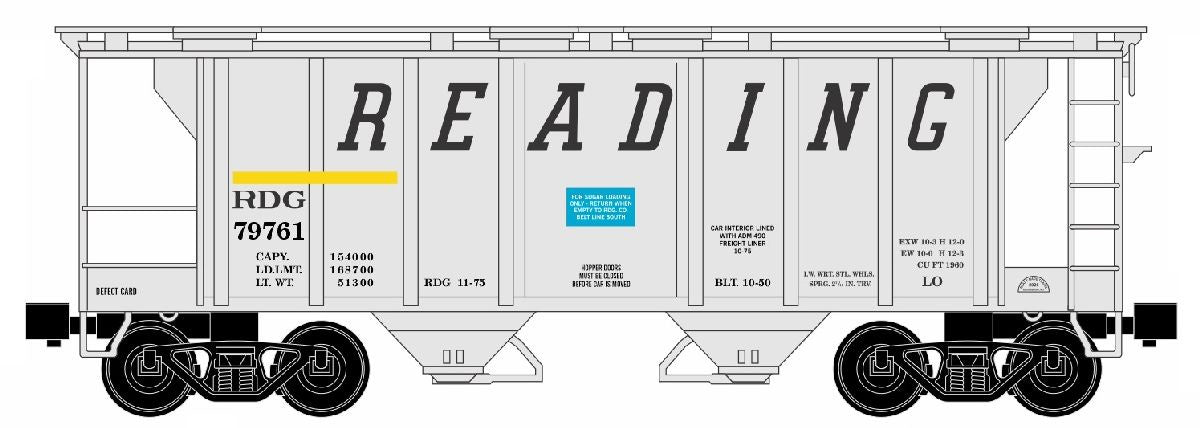 Ready Made Trains O 2 Bay Covered Hopper RDG-Gray