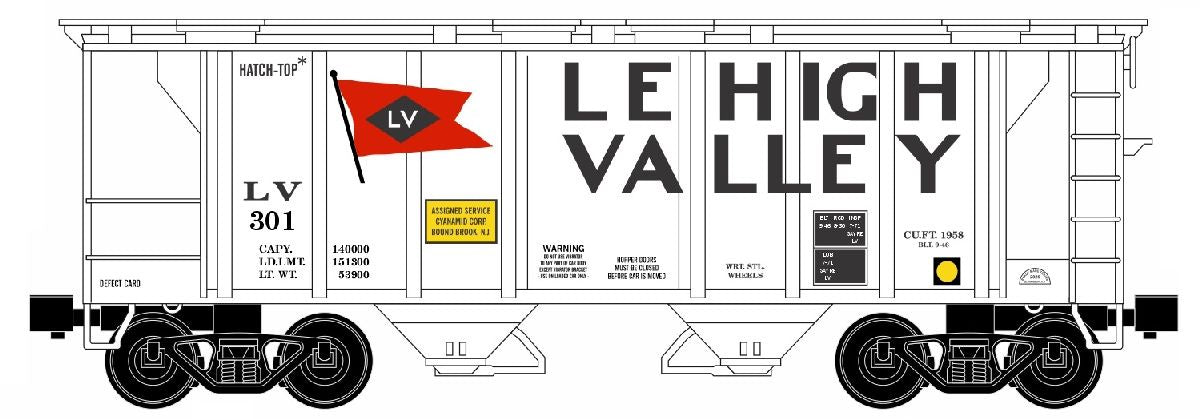 Ready Made Trains O 2 Bay Covered Hopper Lehigh Valley (LV)