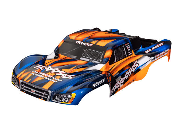 Traxxas 5851T Body, Slash 2WD (also fits Slash VXL & Slash 4X4), orange & - Blue (painted, decals applied)