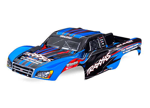Traxxas 5924-BLUE Body, Slash 2WD (also fits Slash VXL & Slash 4X4), - Blue (painted, decals applied) (assembled with Front & Rear Latches for clipless Mounting)