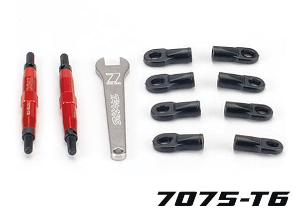 Traxxas 5938R Toe links, Slayer (TUBES 7075-T6 aluminum, - Red) (74mm, fits Front or Rear) (2)/ rod ends, Rear (4)/ rod ends, Front (4)/ wrench (1) - TRA5938R