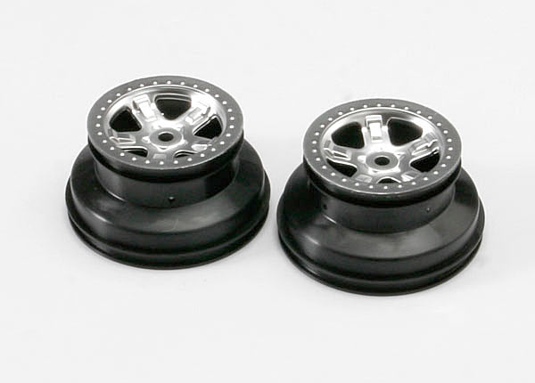 Traxxas 5972 Wheels , SCT satin chrome , beadlock style , dual profile (2.2' outer , 3.0' inner) (2) - TRA5972