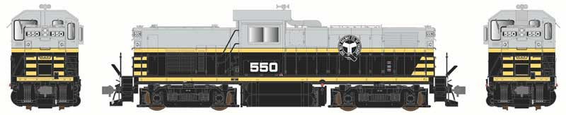 Bowser English HO Alco C415 - Standard DC -- Belt Railway of Chicago #550 (Fantasy Scheme, black, gray, yellow)