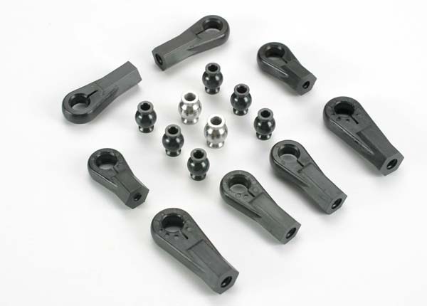 Traxxas 6076 Plastic rod ends (8) (1 / 6 and 1 / 5 scale) / hollow ball connectors (8) (6-black , 2-silver) - TRA6076