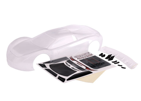 Traxxas 6413 Body, XO-1 (Clear, requires painting) / wing/ wing Washers (left & right)/ wing Mounts (2)/ Washers (2)/ 4x10mm BCS (4)/ 4x12mm BCS (4)/ decals