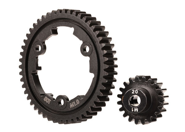 Traxxas 6450 Spur gear, 50-tooth, steel (wide-face)/ gear, 20-T pinion (1.0 metric pitch) (fits 5mm shaft)/ set screw - TRA6450