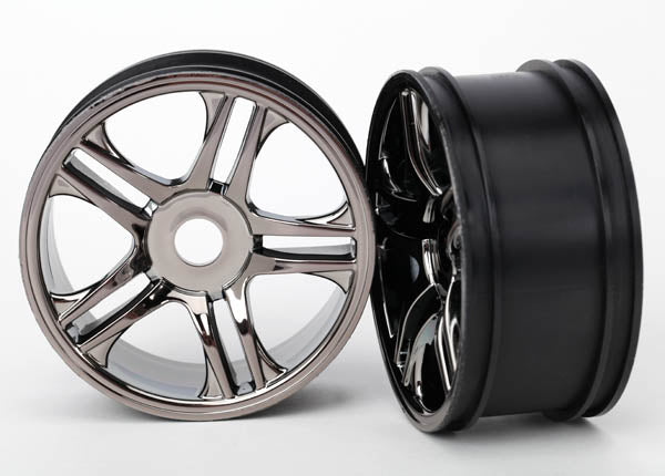 Traxxas 6478 Wheels, split-spoke (black chrome) (Front) (2) - TRA6478