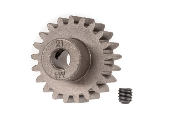 Traxxas 6493X Gear, 21-T pinion (1.0 metric pitch) (fits 5mm shaft)/ set screw (for use only with steel spur gears)