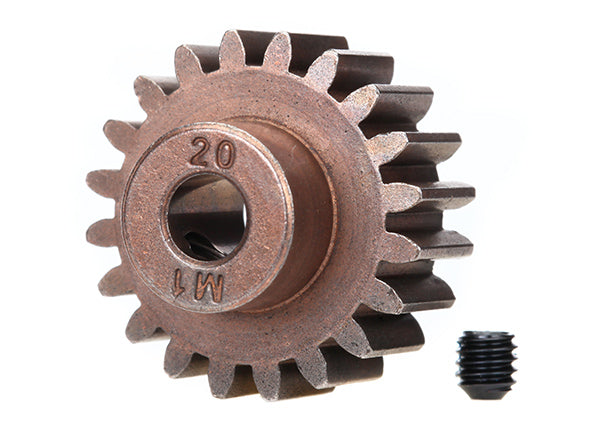 Traxxas 6494X Gear, 20-T pinion (1.0 metric pitch) (fits 5mm shaft)/ set screw (for use only with steel spur gears) - TRA6494X