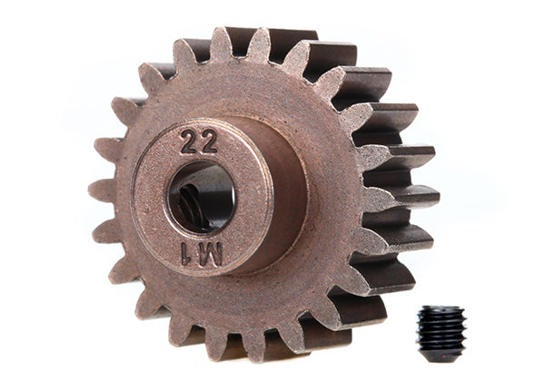 Traxxas 6495X Gear, 22-T pinion (1.0 metric pitch) (fits 5mm shaft)/ set screw (for use only with steel spur gears) - TRA6495X