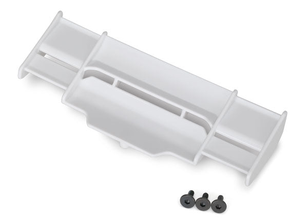 Traxxas 6721A Wing, Rustler 4X4 (white)/ 3x8 FCS (3) - TRA6721A
