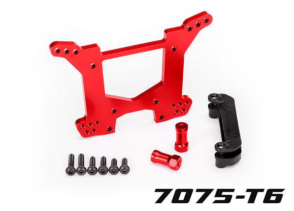 Traxxas 6738R Shock tower, Rear, 7075-T6 aluminum (red-anodized) (1)/ Body Mount bracket (1) - TRA6738R