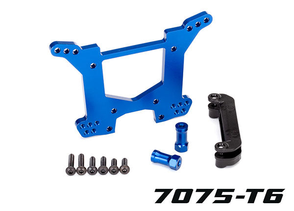 Traxxas 6738X Shock tower, Rear, 7075-T6 aluminum (blue-anodized) (1)/ Body Mount bracket (1) - TRA6738X