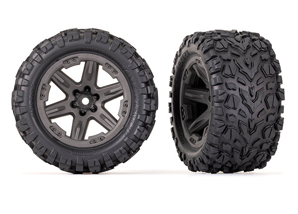 Traxxas 6763 Tires & Wheels, assembled, glued (2.8") (RXT - Gray Wheels, Talon EXT Tires, foam Inserts) (4WD electric Front/Rear, 2WD electric Front only) (2) (TSM Rated)