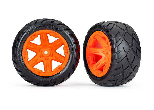Traxxas 6768A Tires & Wheels, assembled, glued (2.8') (RXT orange Wheels, Anaconda Tires, foam Inserts) (2WD electric Rear) (2) (TSM Rated) - TRA6768A