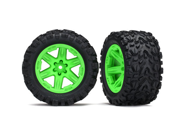 Traxxas 6773G Tires & Wheels , assembled , glued (2.8') (RXT 4X4 Green Wheels , Talon Extreme Tires , foam Inserts) (4WD electric Front / Rear , 2WD electric Front only) (2) (TSM Rated) - TRA6773G