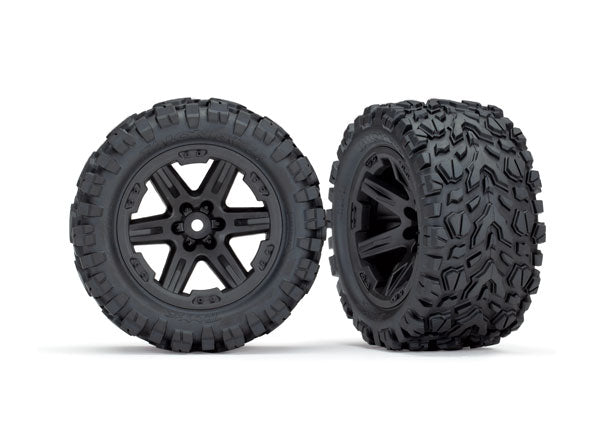 Traxxas 6774 Tires & Wheels, assembled, glued (2.8') (RXT black Wheels, Talon Extreme Tires, foam Inserts) (2WD electric Rear) (2) (TSM Rated) - TRA6774