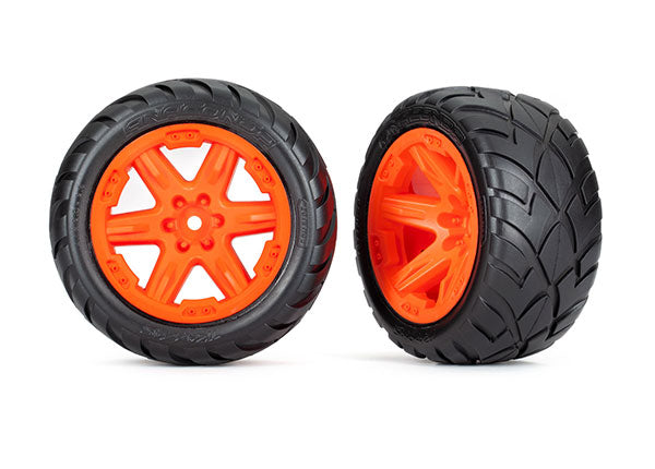 Traxxas 6775A Tires & Wheels, assembled, glued (2.8') (RXT orange Wheels, Anaconda Tires, foam Inserts) (4WD electric Front/Rear, 2WD electric Front only) (2) (TSM Rated) - TRA6775A
