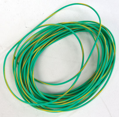 Soundtraxx 30 AWG Super-Flexible Wire -- Green with Yellow Stripe - 10' 3.1m - 678-810147