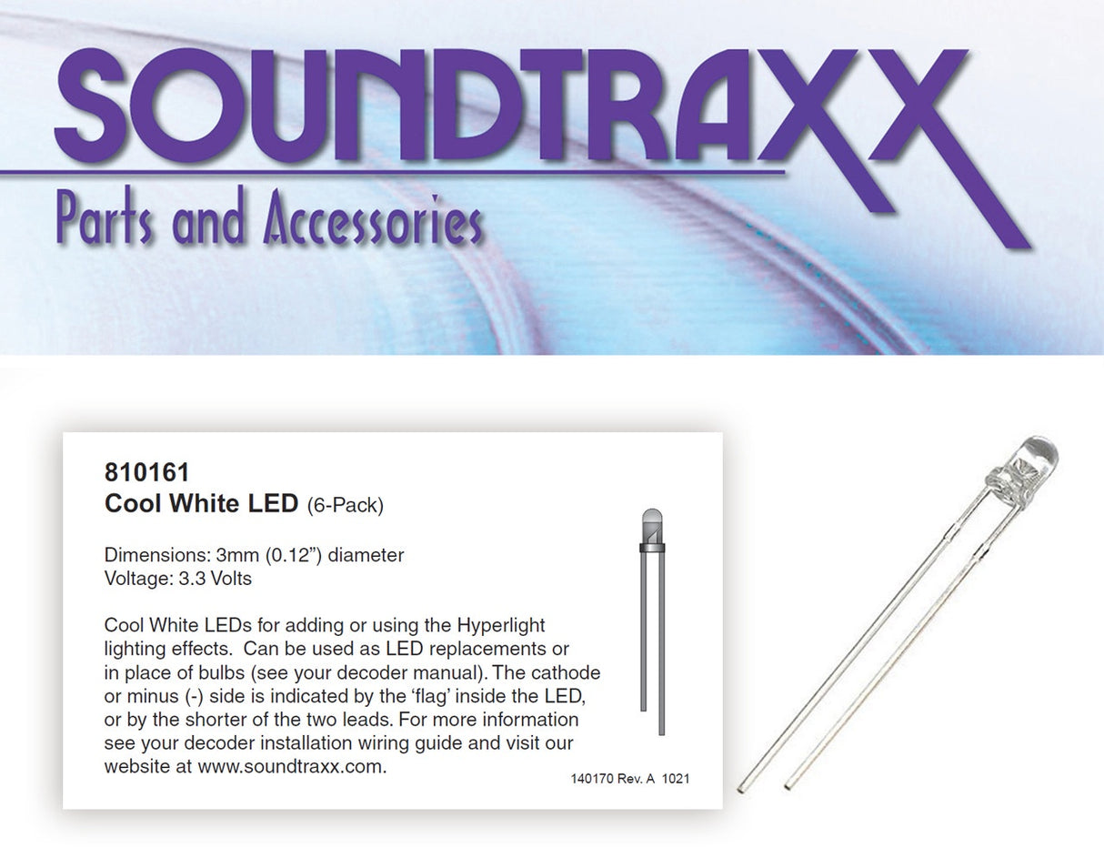 Soundtraxx 3mm LED 6-Pack, Cool White
