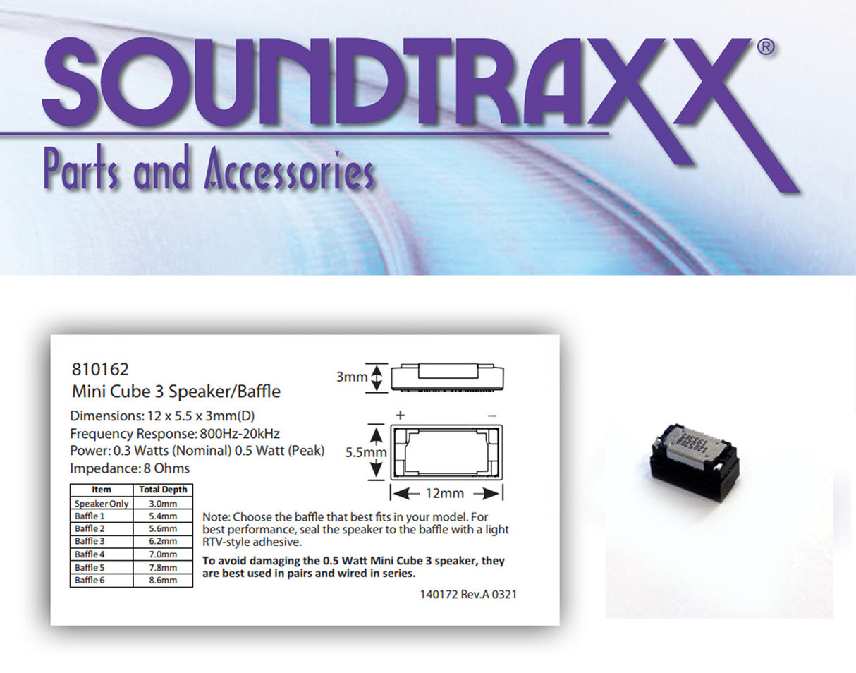 Soundtraxx Mini Cube 3 Oval Speaker-Baffle Kit -- 8-Ohm, .3W, 12.5 x 5.5 x 3mm - 678-810162