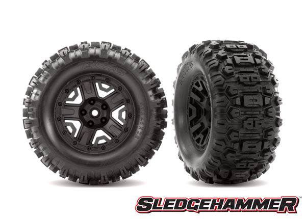 Traxxas 6792 Tires & Wheels, assembled, glued (black 2.8' Wheels, Sledgehammer™ Tires, foam Inserts) (2) (TSM Rated) - TRA6792