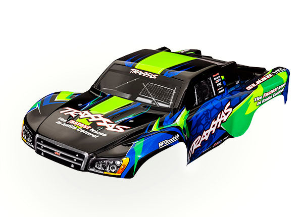 Traxxas 6812G Body, Slash VXL 2WD (also fits Slash 4X4), Green & - Blue (painted, decals applied)